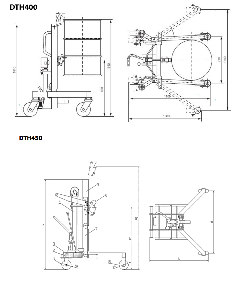 dth400-450 dimensions